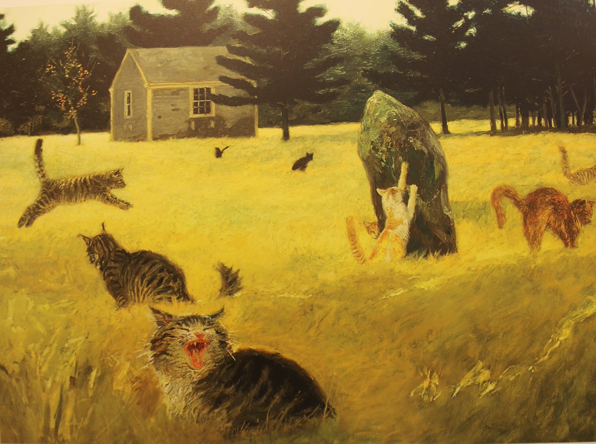 BrandywineMuse's tweet image. It's #Catsgiving day and we're feline up to the challenge! Here's a #meowsterpiece print of Jamie Wyeth's "Maine Coon Cats" available in our Museum Shop. It's #purrrfect for cat lovers this gifting season. #Meowseum