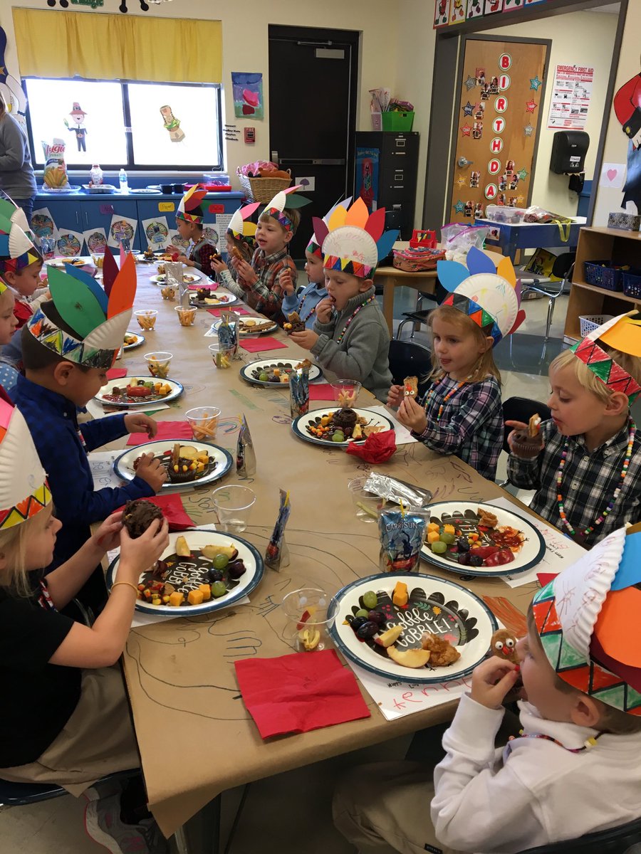 Jr. K. enjoying a Thanksgiving feast today at the Lower School! We are so thankful for our students &amp; their families! Happy Thanksgiving to all!!