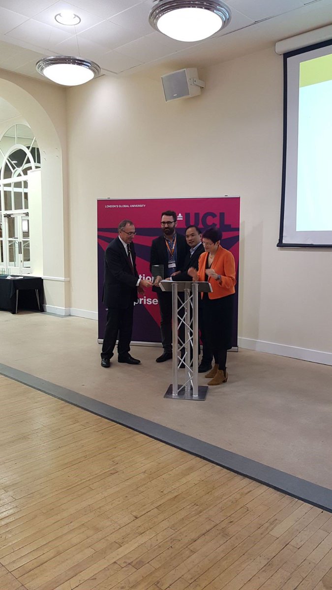 UCLEnterprise's tweet photo. The 2017 Provost’s Spirit of Enterprise Award winner is @ucleeenews Dr Kenneth Tong and Dr Robert Thompson for their work with the agricultural research centre @Rothamsted @EPSRC #UCLEawards #UCLHomegrown https://t.co/dmaoyxmaOA