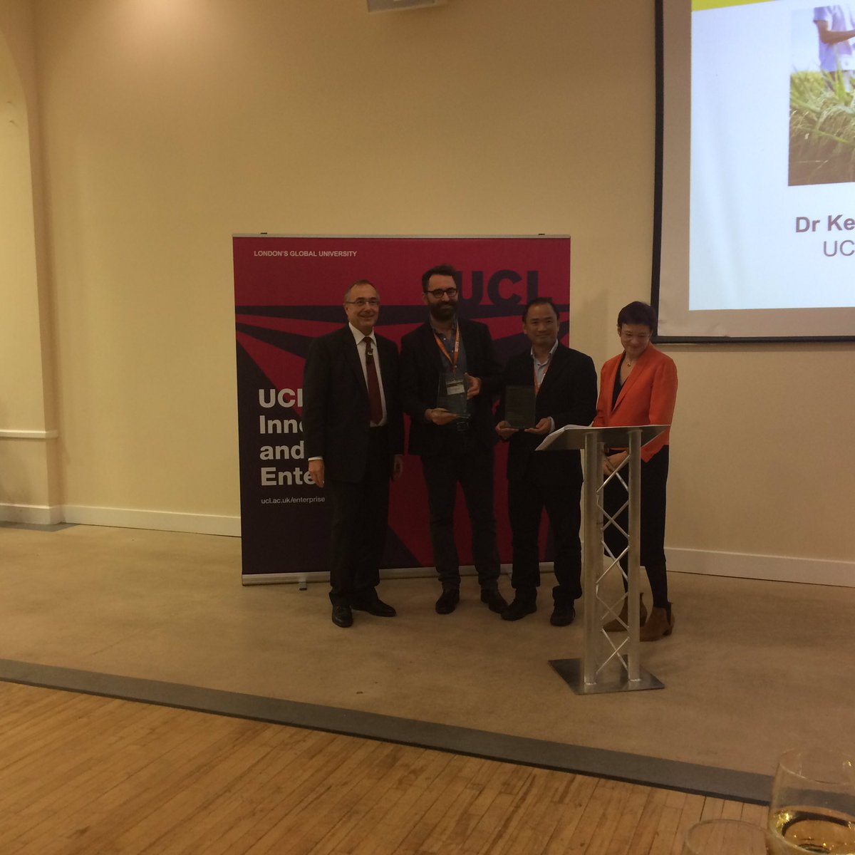 SarahKSpurgeon's tweet photo. Many congratulations to Kenneth Tong and Robert Thompson from @ucleeenews @UCLEngineering on winning the UCL Provost's Spirit of Enterprise Award 2017 #AgTech #UCLEAwards https://t.co/YKEW0GyoQr