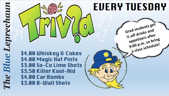 The Blue Leprechaun On Twitter Trivia Tonight Great Specials And 