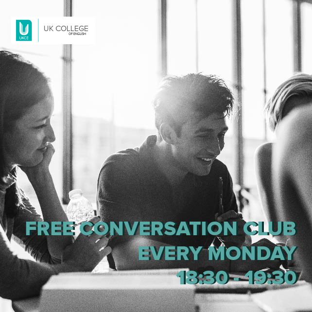 UK4English's tweet photo. FREE CONVERSATION CLUB! #speakEnglish #englishcourses #studyLondon #UKCE https://t.co/DL5FMwfRIl