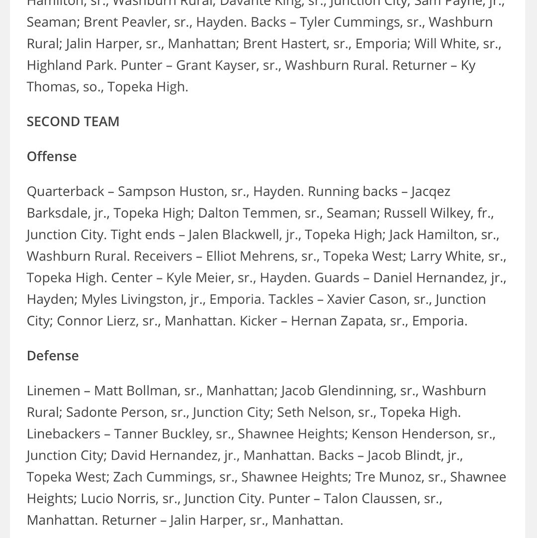 TWest_Football's tweet photo. Congrats to our junior safety Jacob Blindt on earning 2nd team all league &amp; Our senior receiver @emehrens on earning 2nd team wide receiver https://t.co/yKFR9fNhjO