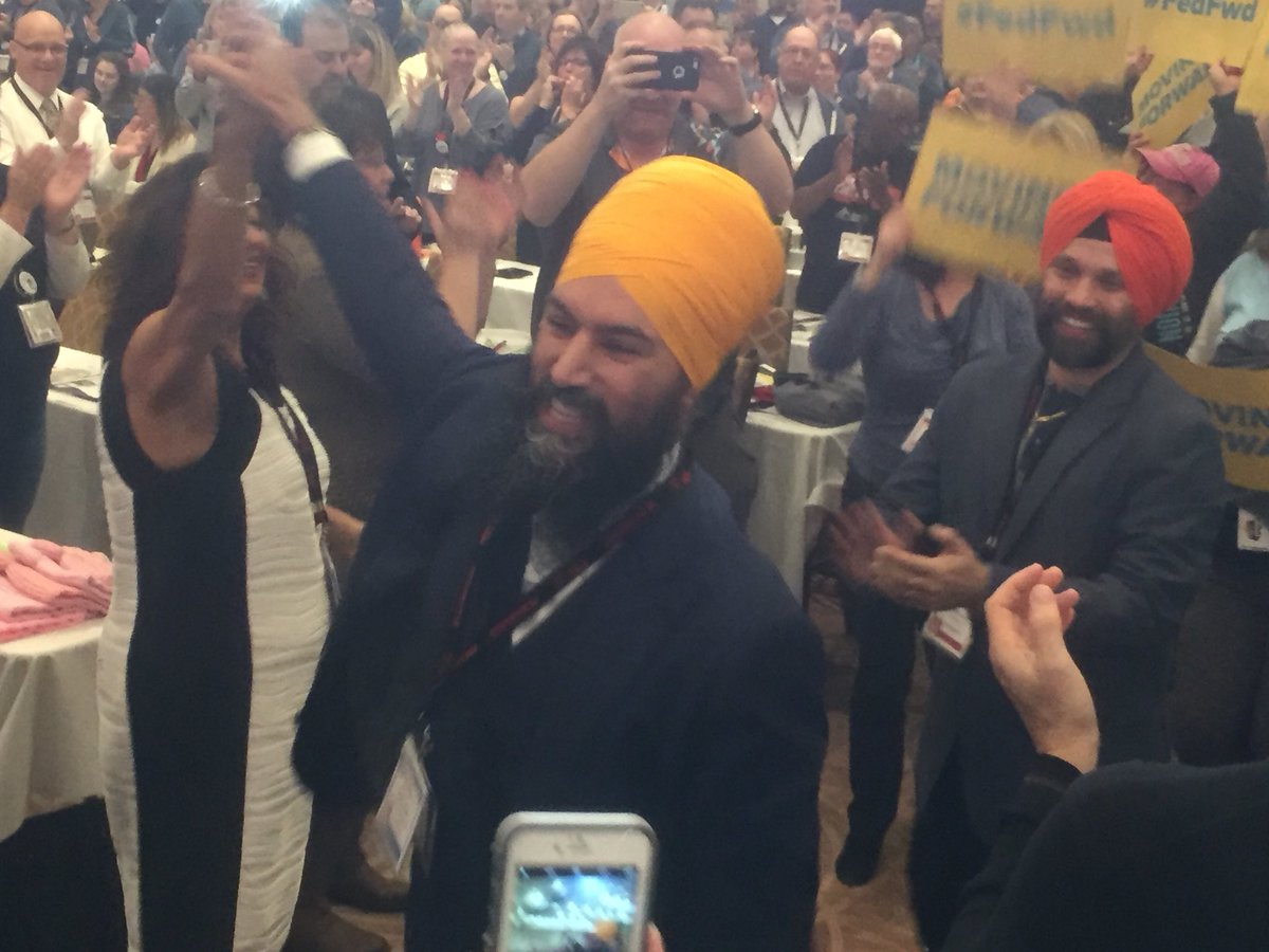 CUPEOntario's tweet photo. Huge energy in the room as @theJagmeetSingh takes the stage at the OFL Convention #PowerON https://t.co/zwsGiK5JVg