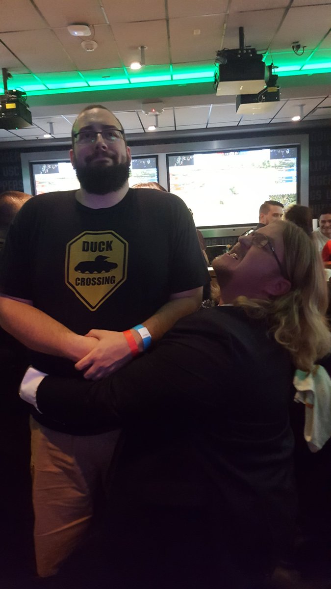 I thought it would be a funny picture if it looked like I was struggling to pick up <a href="/MeatheadMilitia/">The LargeHuman</a>, but his facial expression makes it look like I'm humping his leg 😂