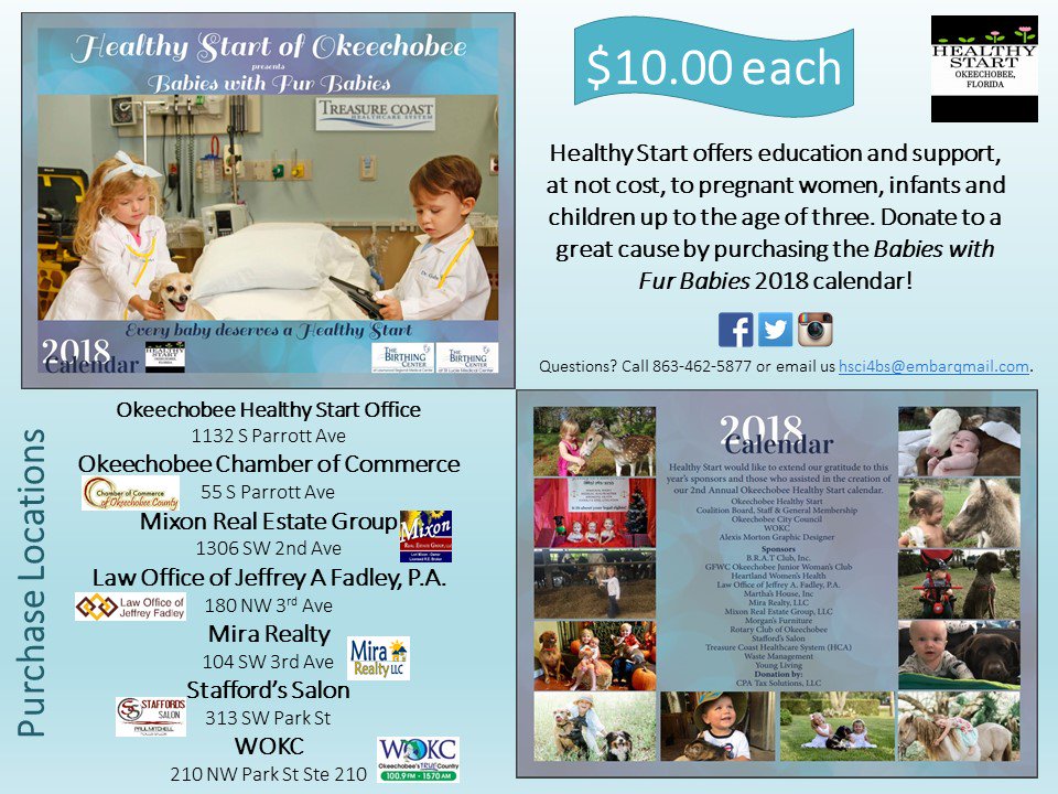 It is official! The Babies with Fur Babies 2018 Calendars are here and available for sale. Be sure to pick yours up for just $10.00 each.