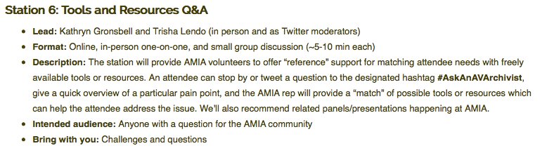k_grons's tweet photo. Media archiving and preservation questions? Nov. 29 starting at 11am CST follow #AskAnAVArchivist ๐ Or stop by if you're in #NOLA - live Q+A all day from #AVFair17 at @AMIAnet https://t.co/RbzY6IjDhx https://t.co/EMkXF6zyTa