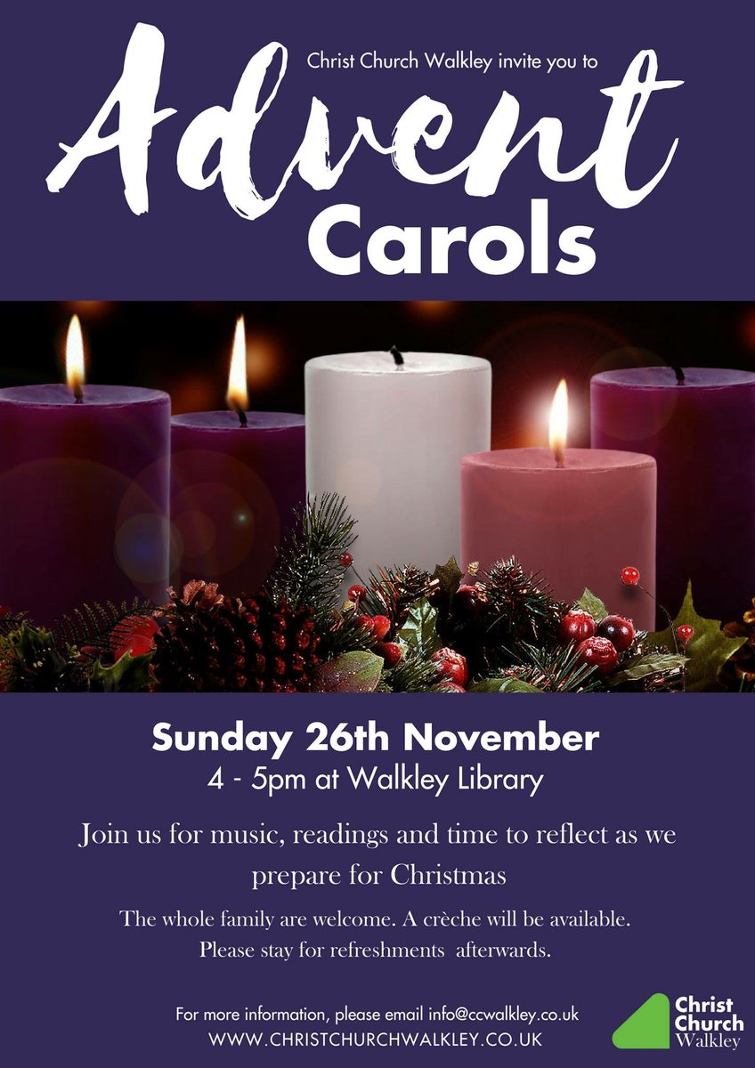 CCWalkley's tweet photo. Join us to celebrate the start of #advent - Sunday, 4pm @walkleylibrary ✨ https://t.co/o3XrI3BX9f