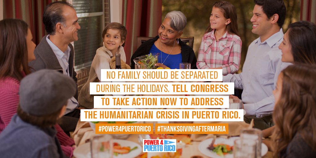 Pwr4PuertoRico's tweet photo. So long as over 2,000 Americans are displaced and families are separated, Congress should be focused on disaster relief and not enjoying an extended Thanksgiving recess. https://t.co/UpAqc2pccf #Power4PuertoRico #ThanksgivingAfterMaria https://t.co/HhFsm5A3dN