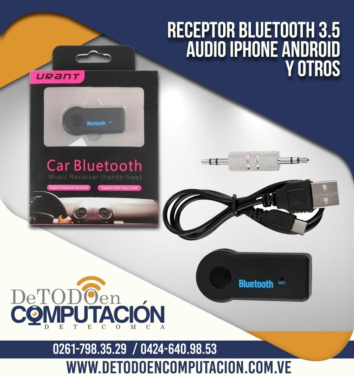 detecomca1's tweet photo. Te ofrecemos receptor bluetooth 3.5 audio ideal para iphone, android y otros. #DeTodoEnComputación #Detecomca #Computación #Sonido #Audio #Celulares #Accesorios #Video #Consolas #Videojuegos #Zulia #Maracaibo #wsproducciones Diseño y Redes: @wsproducciones21 https://t.co/0TXiCu4kOF