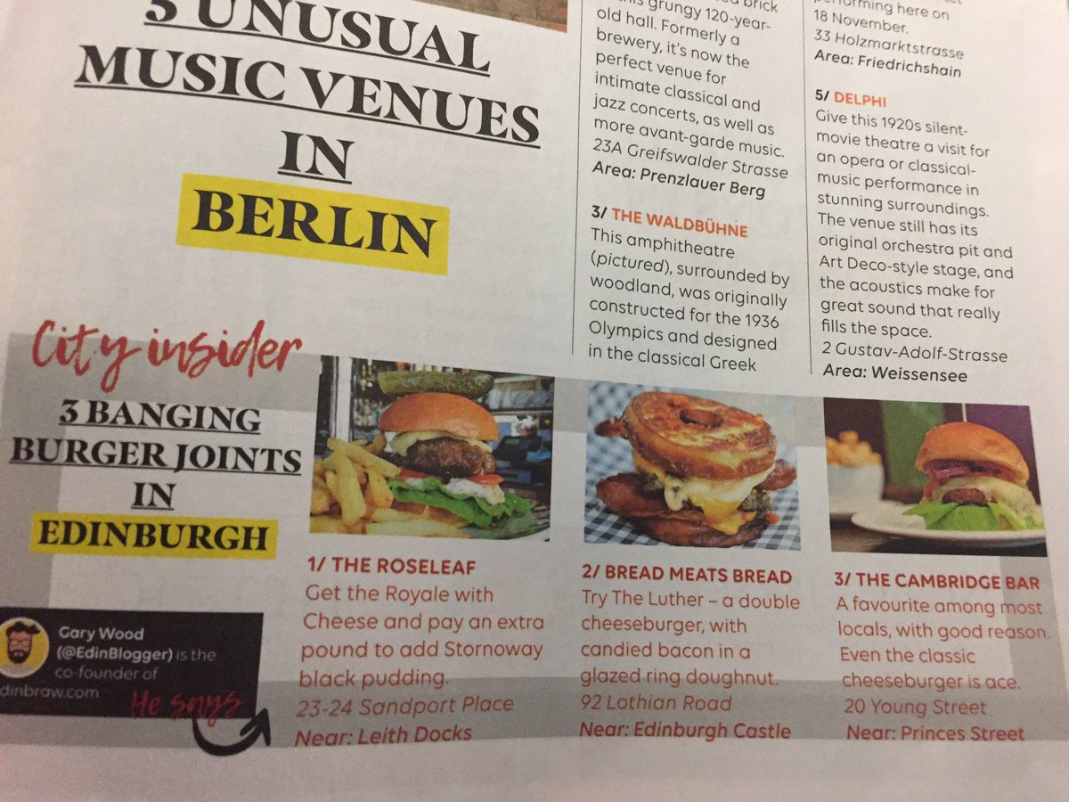 Some great recommendations from <a href="/EdinBlogger/">Gary (EdinBlogger)</a> for #burgers in #edinburgh - spotted in the <a href="/easyJet/">easyJet</a> on flight mag!