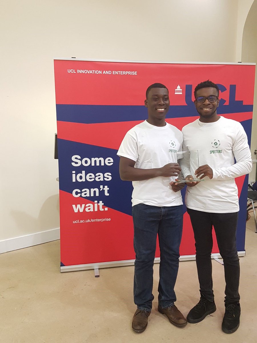 UCLEnterprise's tweet photo. .@spotters_uk celebrating the win! Congrats again @UCLEngineering's @darrellCoker @LeeGould! #UCLEawards #UCLHomegrown https://t.co/X6kdOTNYAM