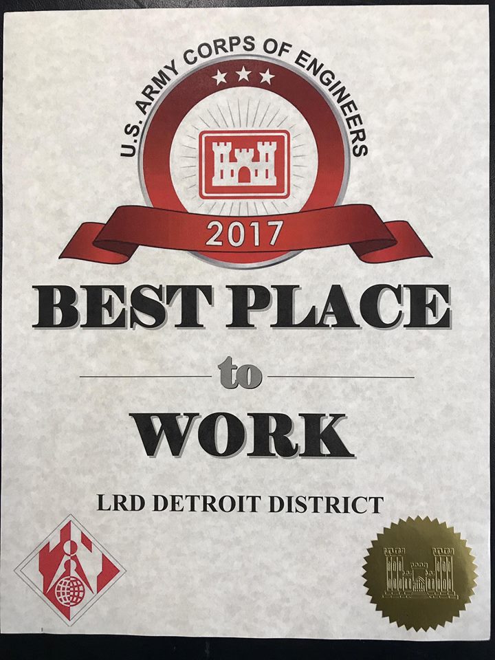 detroitdistrict's tweet photo. #CommandingView Once again, Detroit District earned recognition as a “Best Place to Work” from the Federal Employee Viewpoint Survey. Great job team! When we love our work, it’s easy to produce excellent results. https://t.co/tlaDsacrrk