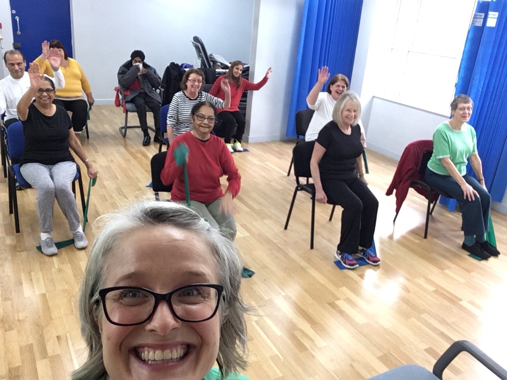 FABSwithLaura's tweet photo. @moveitorloseit1 @BodyFactoryUK Here we are having a lovely time! Come and join us. Thursday classes still have spaces! #activeageing #moveitorloseit #FABS #flexibility #aerobics #balance #strength #fun #friendships #music https://t.co/t4spfvlf1z