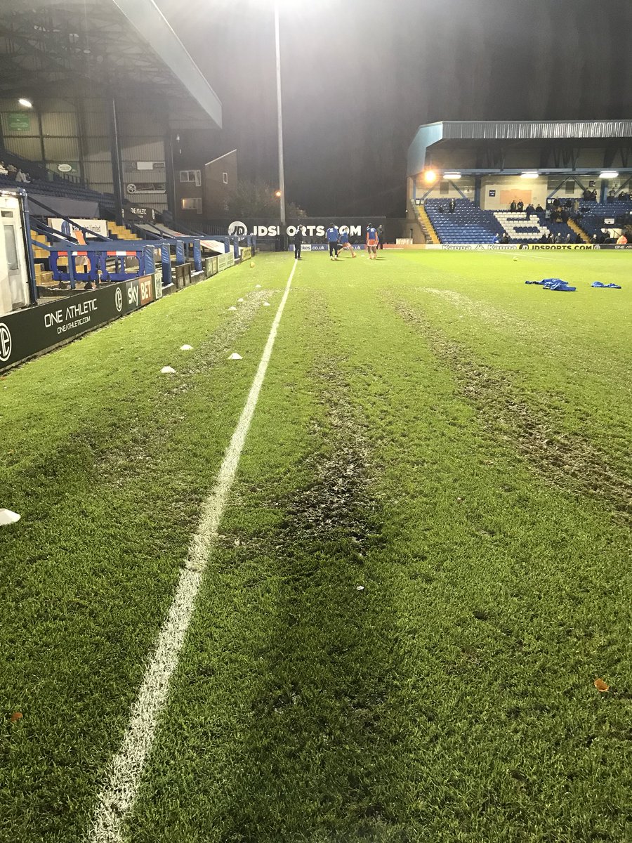 Gaz2627L's tweet photo. Completely no respect to the last 24 hours rain over 30mm and the visiting team do this in the warm up #agroundsmansworkisneverdone @the_iog @EFL #thisneedsaddressing https://t.co/vHqnl573iT