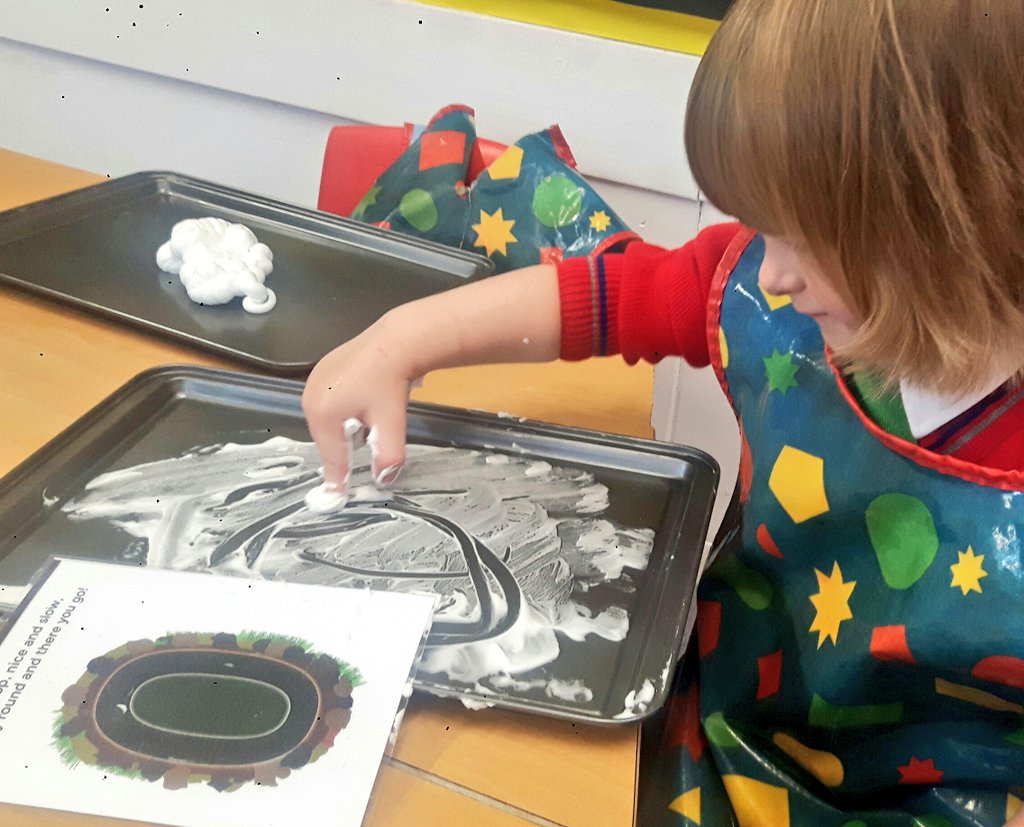 ysgolbrynhedydd's tweet photo. #YBHNURSERY enjoying practising our number formation this week by getting messy with shaving foam #morningclass #afternoonclass #YBH #DIAIUTF #mathsinclass #numberformation https://t.co/P5XUz8HwLE