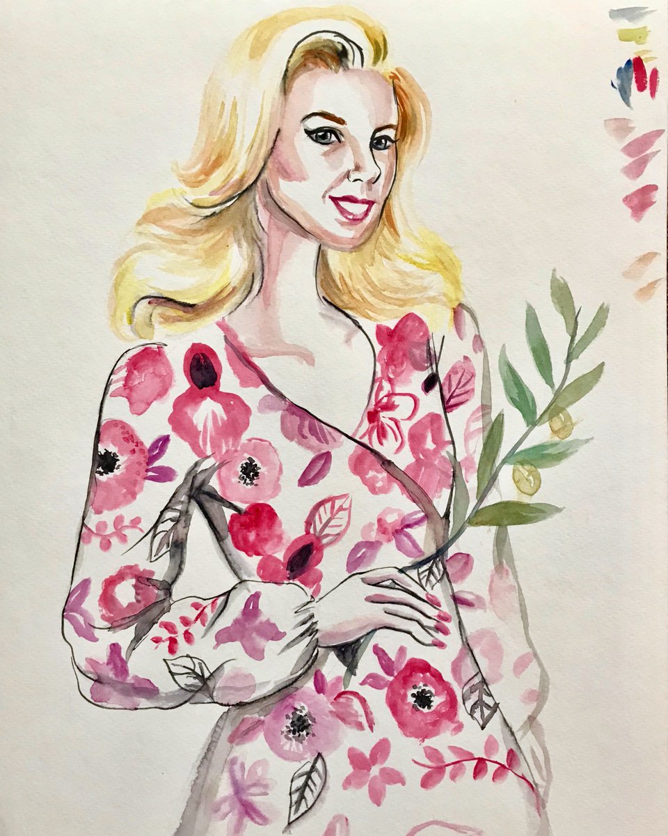 wendyding's tweet photo. #watercolour #fashionillustration of my fave #RHOS @athenaxlevendi in her #vintagedress and olive branch https://t.co/AmOppWCe56