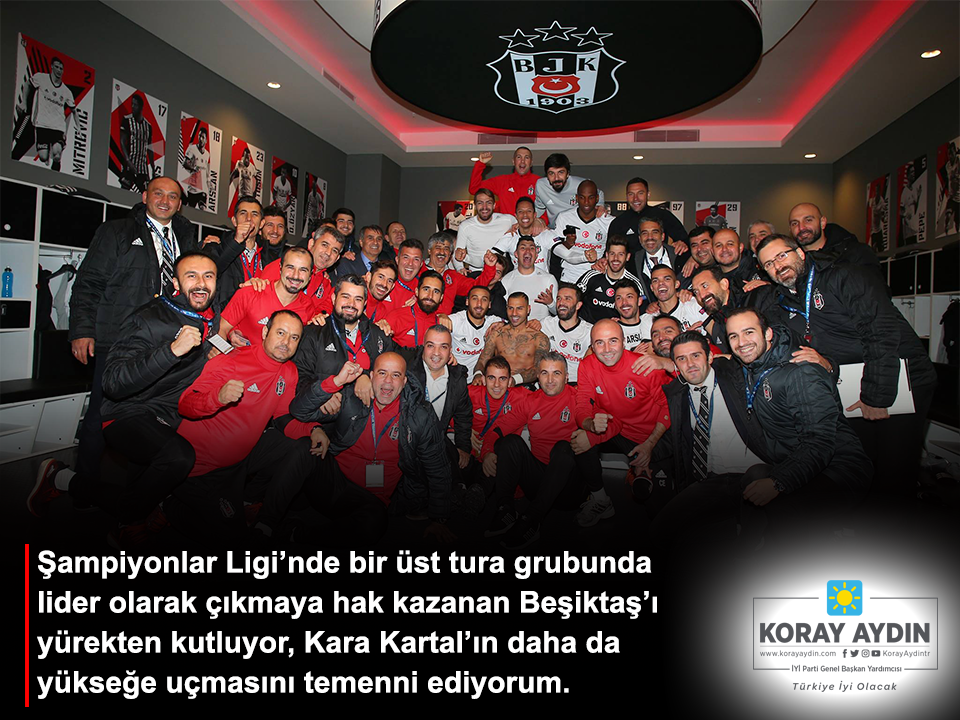 korayaydintr's tweet photo. Şampiyonlar Ligi’nde bir üst tura grubunda lider olarak çıkmaya hak kazanan #Beşiktaş’ı yürekten kutluyor, Kara Kartal’ın daha da yükseğe uçmasını temenni ediyorum. https://t.co/nUfxEsp8hN