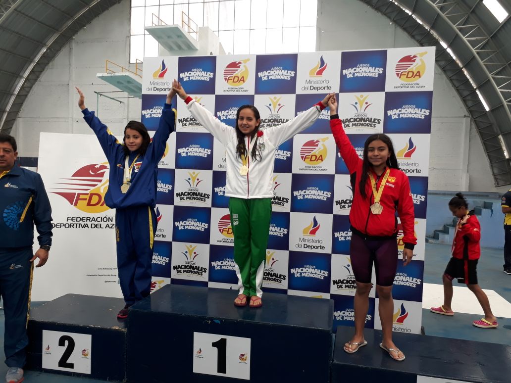 FEDENADOR_'s tweet photo. PREMIACIÓN|
#Natación 50m espalda #Damas 
🥇Antonella Cevallos (Manabí)
🥈Daniela Contreras (Loja) 
🥉Bernarda Andrade (Pichincha)
#JuegosMenoresEc https://t.co/jF62jVsy02