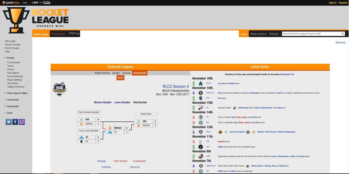 CloudFuel's tweet image. Remember @RL_ESWikis? Well... they're back and bigger than ever with a new home on @CurseGamepedia! Be sure to update your links/bookmarks and follow for updates in the #RocketLeague competitive scene!

OLD - rl.esportswikis.com
NEW - rl-esports.gamepedia.com
