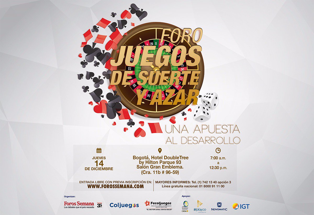 Fecoljuegos's tweet photo. Nos complace anunciar el  foro "Juegos de Suerte y Azar: una Apuesta al Desarrollo", organizado por @ForosSemana, @ColjuegosCo y @Fecoljuegos. Invitamos a todos los interesados a participar, la entrada es libre, previo registro en: https://t.co/QZj2geMeKj. Los esperamos! https://t.co/XsIDbj1vIr