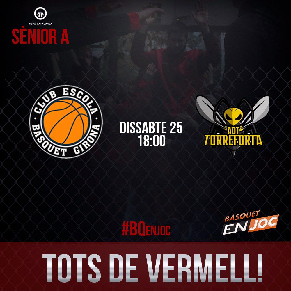 ceb_girona's tweet photo. Dissabte el partit del Sènior A vs @ADTorreforta serà retransmès a TV's locals, a Movistar+ (canal 159) i a https://t.co/TiJ9fha67M. 📺😍
Us convidem a berenar si veniu de VERMELL i amb ganes d’animar! "Fan zone" amb concursos i sorpreses a partir de les 17h. 🔴🔴🔴 #BQenjoc https://t.co/rlwaivJz7y