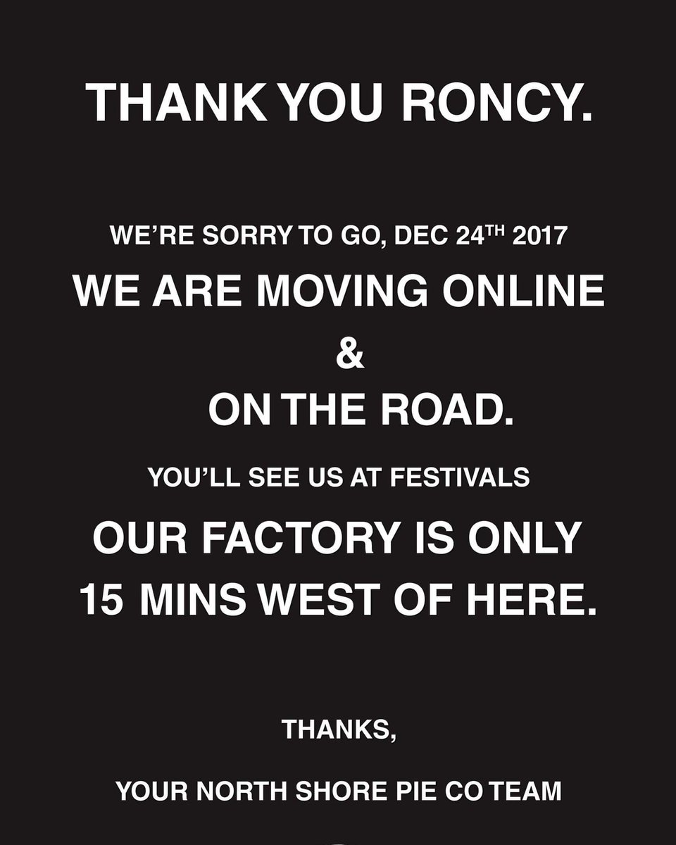 We are moving and combining our retail store with our factory store. Only 15 minutes west of Roncesvalles. #piestothepeople