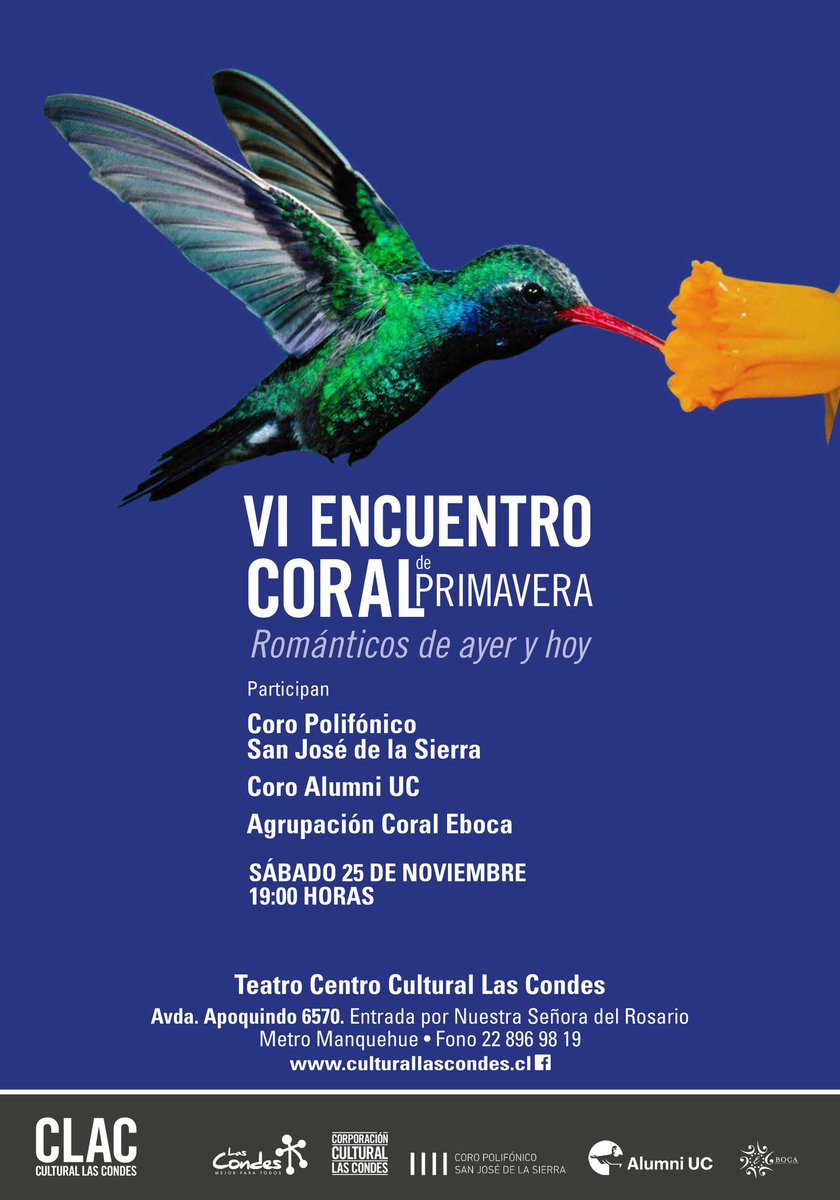 JCHEYMANN's tweet photo. Encuentro Coral de Primavera Sábado 25 Noviembre   19:00 hrs. https://t.co/xdBhjCrmIg