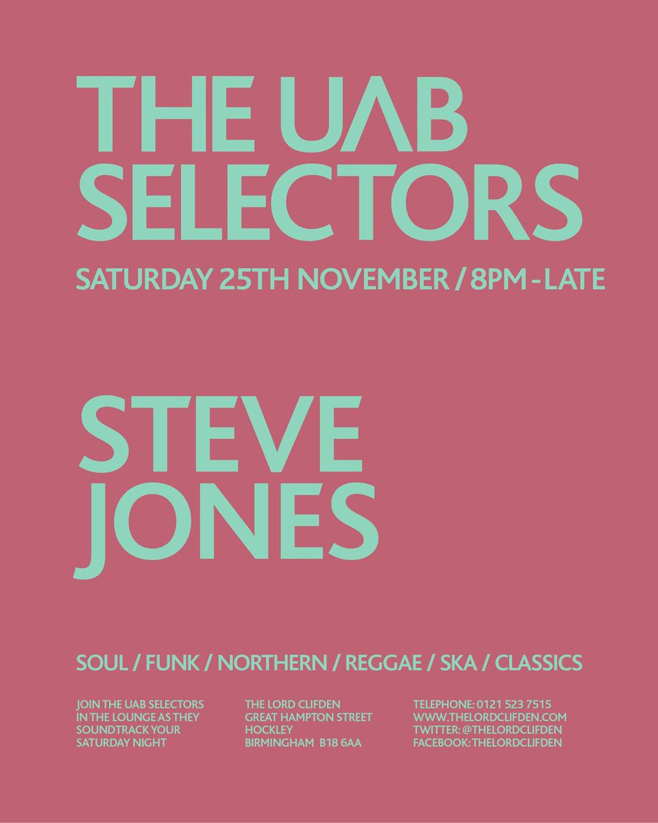 Weekend sounds 
Friday #Soulshake 
Saturday #TLC w/ <a href="/djdeansmith/">Dean Sunshine Smith</a> + guests 7pm 
UAB Selectors w/ Steve Jones 8pm