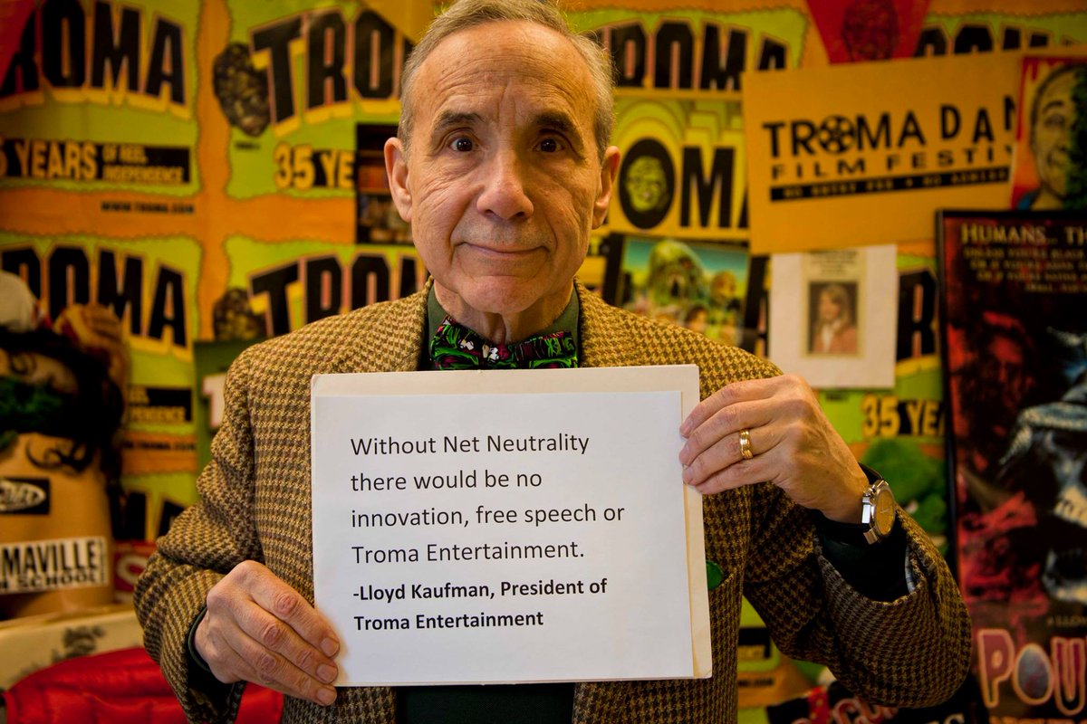 Troma_Team's tweet photo. Save #NetNeutrality - https://t.co/jPVd4aEbTF

RT @pattonoswalt ::

Call and e-mail and BOMBARD @AjitPaiFCC:

Ajit.Pai@fcc.gov 

(202) 418 2000

He wants to destroy #NetNeutrality. Don’t let him. https://t.co/ahNkmDoJfC