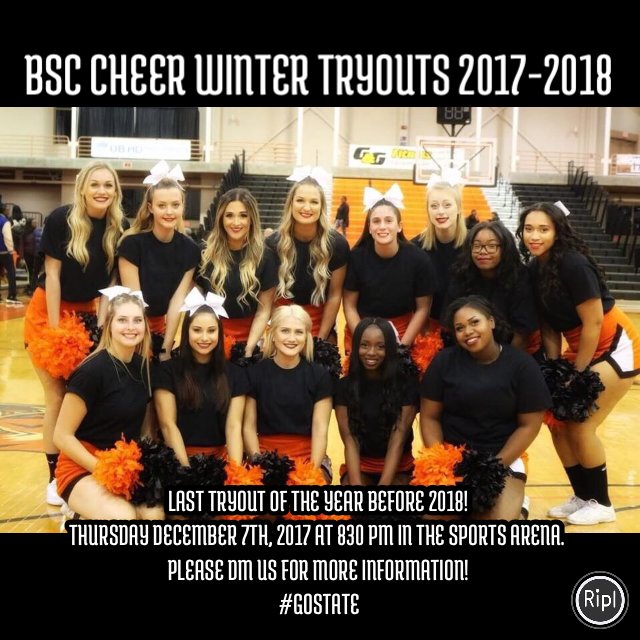 CheerBSC's tweet photo. State Cheer Winter Tryout Information! 🐯💕 https://t.co/letI7NBbWs