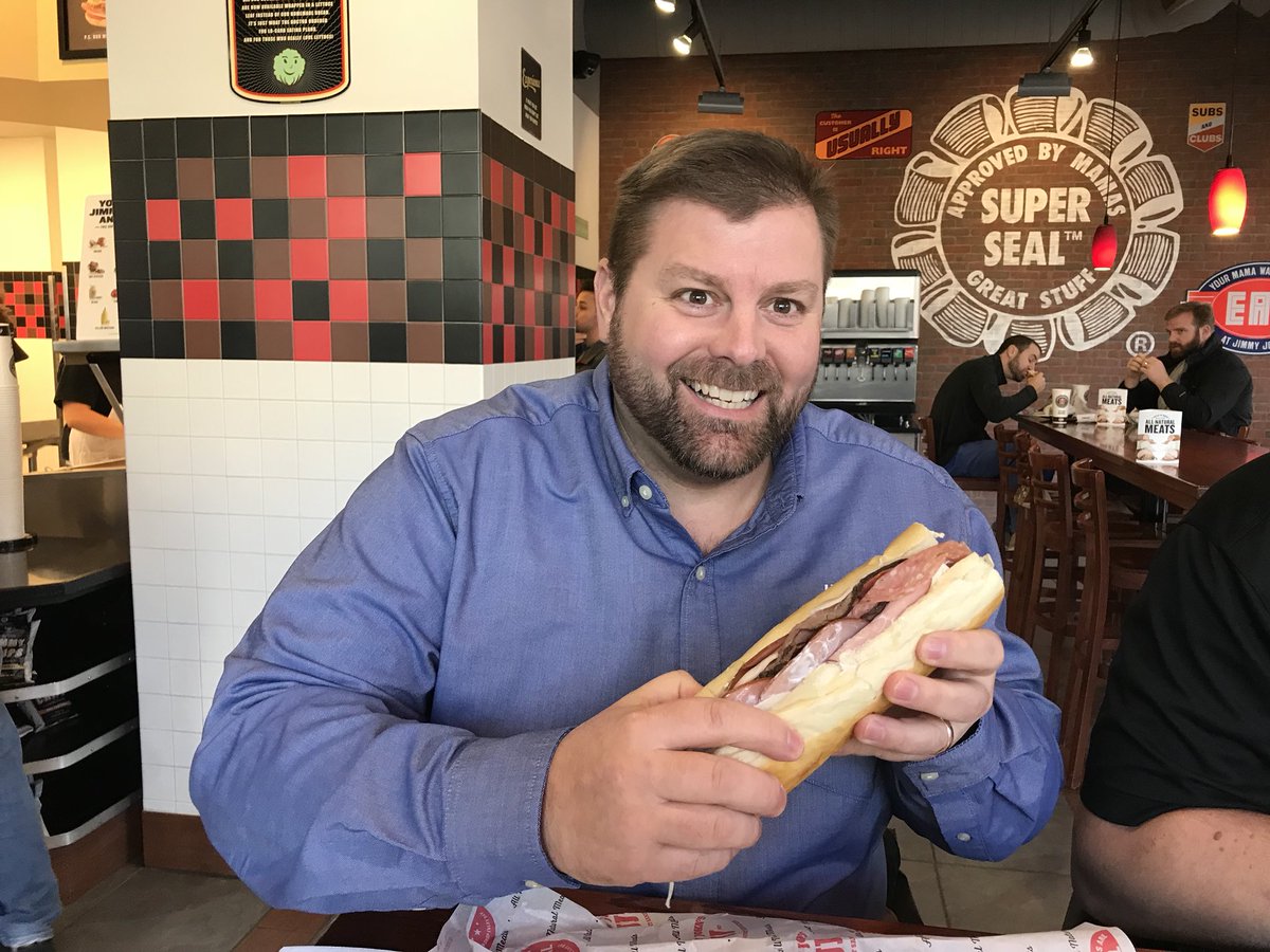 DanPickar's tweet photo. Just completed my #1 New Years Resolution and goal of 2017: Eat every menu item at @jimmyjohns , Finished today by consuming the JJ Gargantuan. #havegoals https://t.co/mYf0jE86Ai