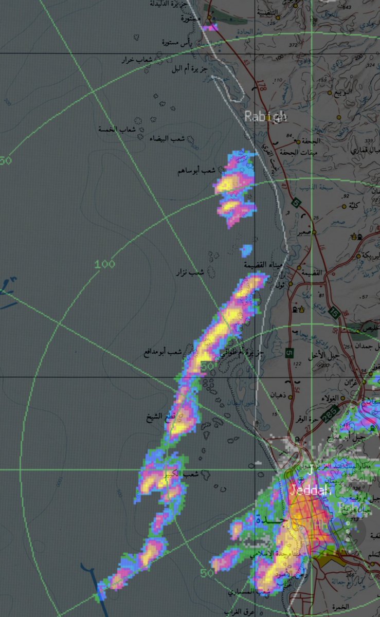 BARQ_BHR's tweet image. #جده_تغرق
السحب الممطره الان بدأت بالتشكل مره اخرى فالبحر  من رابغ الى جده
