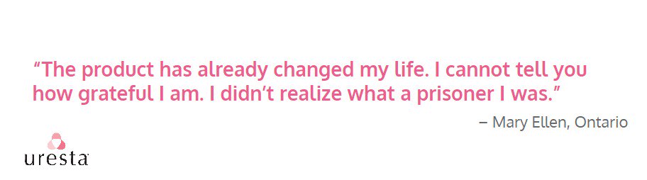 stoptheleaks's tweet photo. uresta® is changing lives... https://t.co/q716AaWo03 #whatwomensay #peewhenIsneeze #lifenotleaks https://t.co/2HVLJlieYO