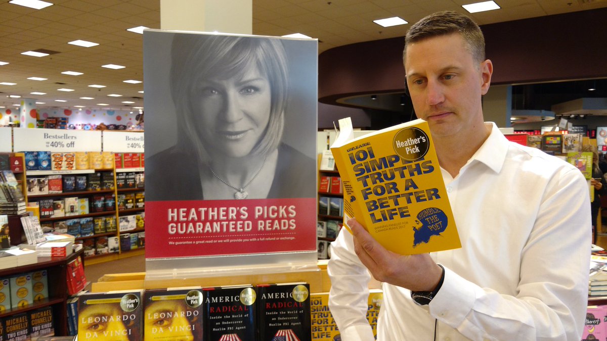 ChaptersCrowft's tweet photo. Tuesday dragging? maybe just a few little quotes to make you think with Our staff pick today! Mike with 101 Simple truths for a better life by Humble the poet. From motivational quotes to subjects that make you ponder for hours.#books #chapters #crowfoot   #getcaughtreading #yyc https://t.co/ETY4BpmmfI