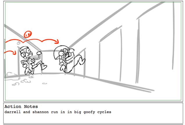 highly important storyboard drawing from Villains Night In 