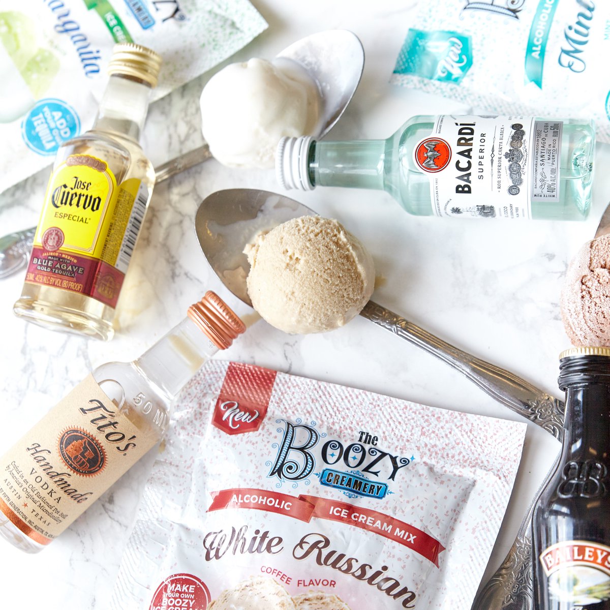 BoozyCreamery's tweet photo. Can't decide which flavor you want to try first? You deserve to try 'em all! Pick up a sampler pack! Use code BOOZY50 for 50% off your order at https://t.co/D6jgFPoNfd #getboozy #theboozycreamery https://t.co/K8b2MqB4xL