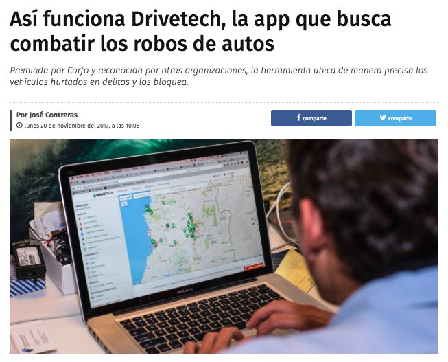 fundacionchile's tweet image. El número de robos de autos aumentó durante 2017, llegando a un 22,6%. Para combatir estos hechos se creó @DrivetechIS, una app que busca minimizar el efecto del robo de autos. goo.gl/9hUFaA vía @TacometroChile
