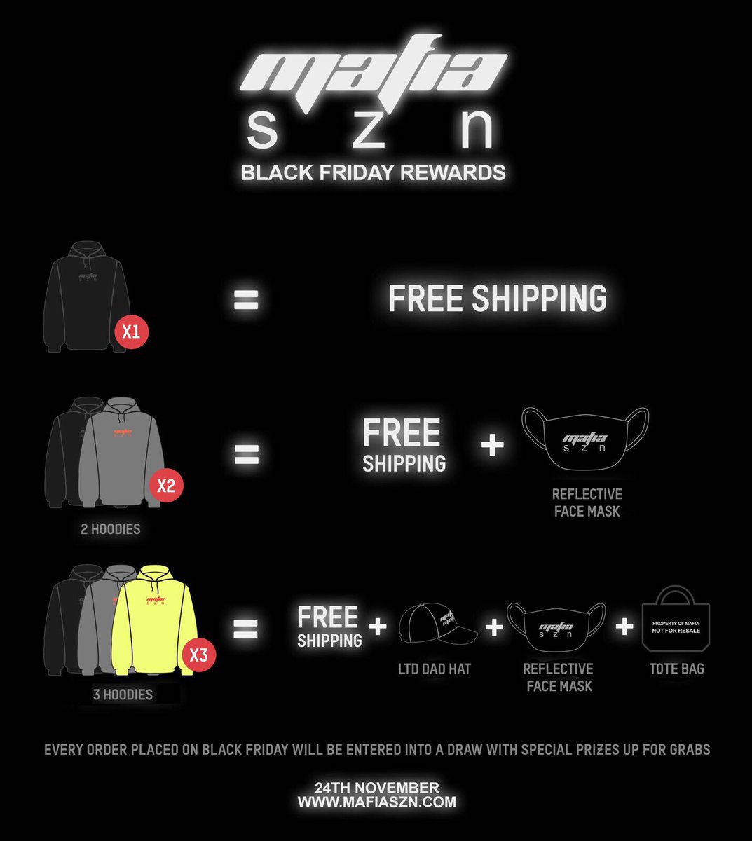 mafiaszn's tweet photo. BLACK FRIDAY REWARDS
FREE WORLDWIDE SHIPPING
SPECIAL PRIZES https://t.co/5MoWGXjJKM