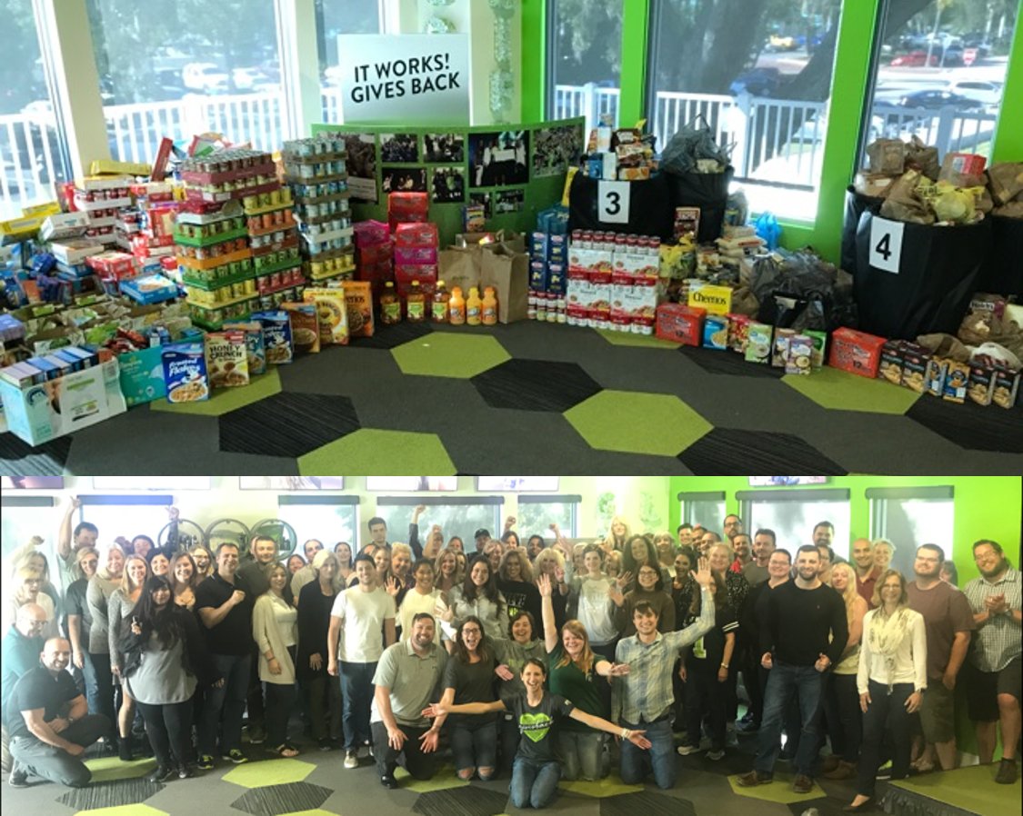 ItWorksGlobal's tweet photo. We are so proud of our Corporate Team! Together, we donated 3,804 pounds of food to restock the Manatee County food bank's shelves! https://t.co/2IxUnmwLSM