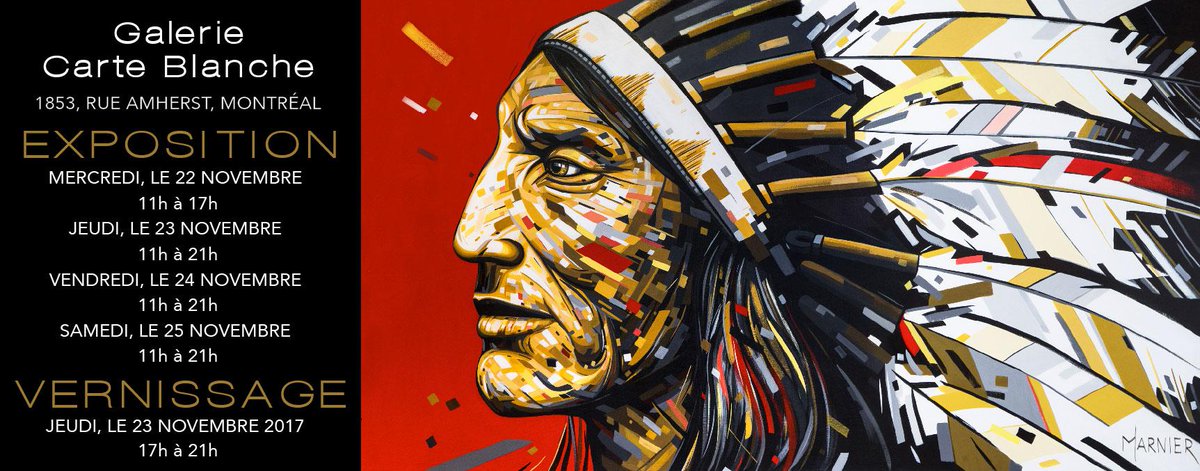 MarnierPeintre's tweet photo. INVITATION AUX MÉDIAS
Les représentants des médias sont cordialement conviés à mon vernissage, ce jeudi 23 novembre, à compter de 17h, @GalCarteBlanche au 1853, rue Amherst à Montréal.
#Marnier #art #Vernissage #Montreal https://t.co/CVygQ3PJKa
