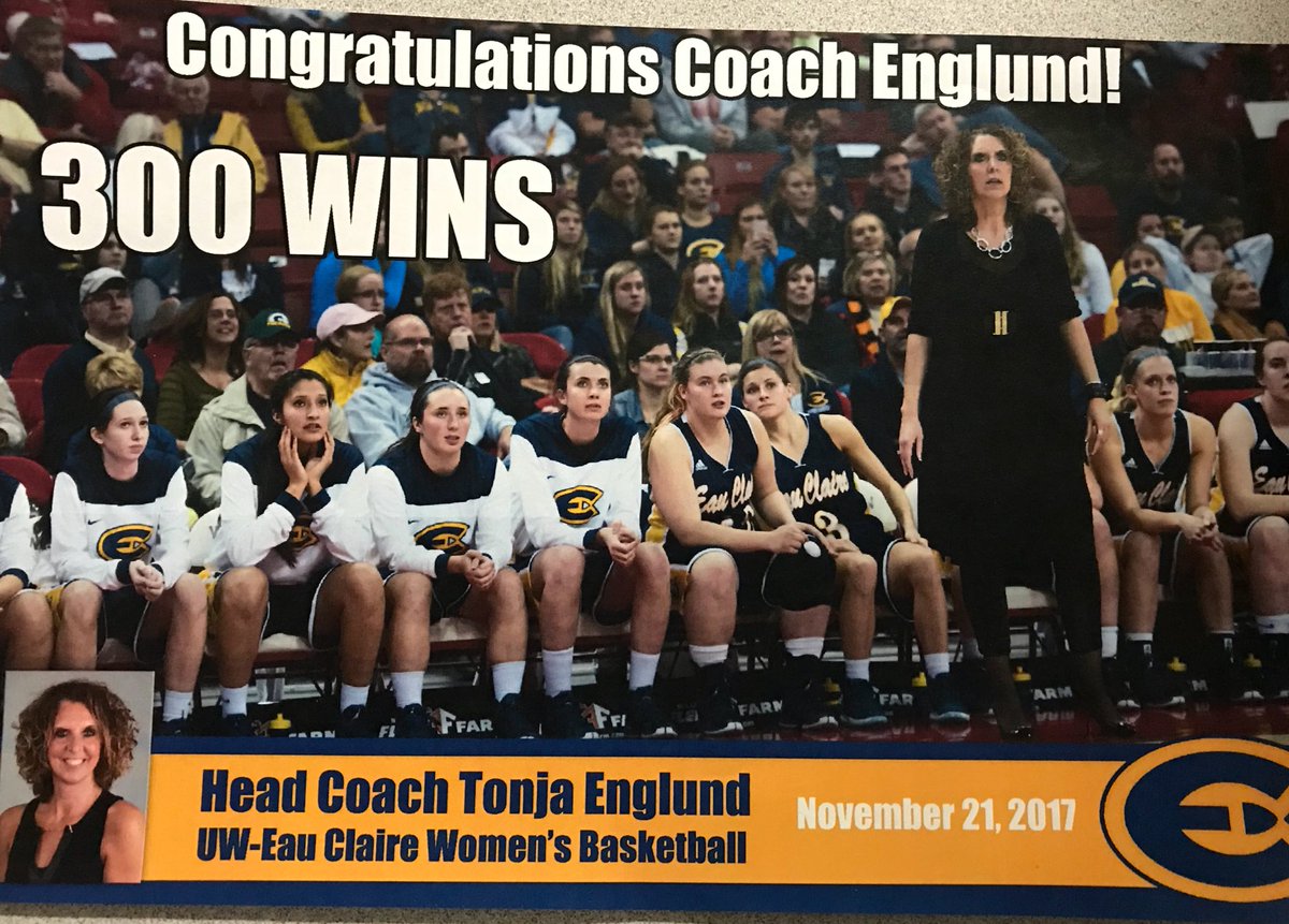 UWECWBB's tweet photo. Special Congratulations to Coach Englund of her 300th Career win! #ClassAct #PrettyGoodisPrettyBad https://t.co/YCV6qM4STM