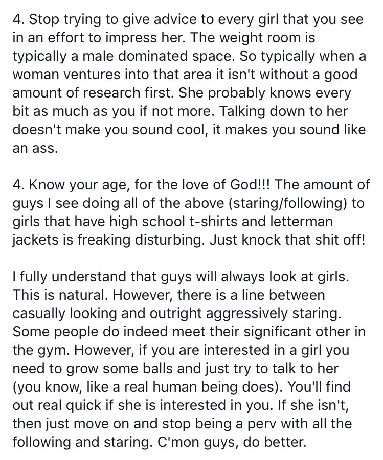 Dear guys in the gym- thanks Cliff