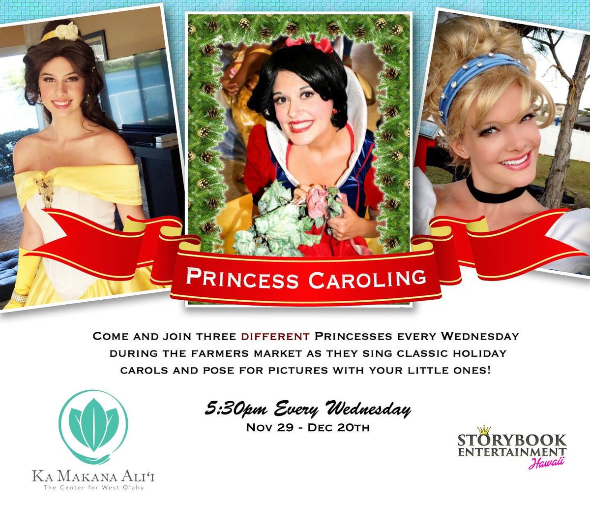 StorybookHawaii's tweet photo. Come and join us every WED Nov 29th-Dec 20th at Ka Makana Ali'i farmers Market! We will be caroling and taking pics from 5:30-6:30 (perhaps later if we are busy, as well!) https://t.co/9q7ERiB4Py