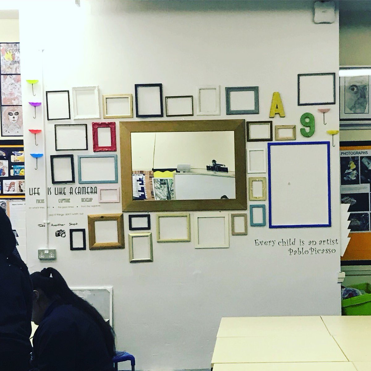 accrington_art's tweet photo. @DaniellePDevine’s “you’ve been framed” wall coming along well. Make sure you complete your work to a high standard and it could be your work displayed in these frames....@acc_academy https://t.co/oIFfbgNmyL