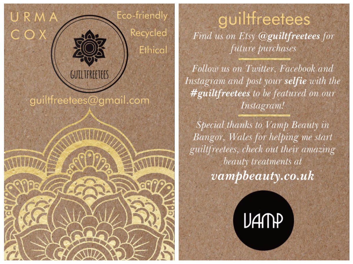 guiltfreetees's tweet image. Check oot me swanky business cards, paid extra to have the gold bits metallic OBV because we all need a lil extra in our lives! ✨✨✨
