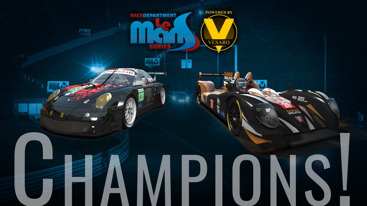 RaceDepartment's tweet photo. We have a winner! (well two actually).. #rdlms by @vesarosim welcomes the new series champions. @rFactor2 @Christopher_EEE @TMThrustmaster #simracing #eSports 
https://t.co/oTw63ha0po https://t.co/fwMJrlbiks