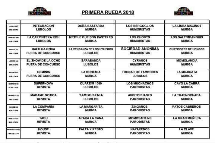 Mundo_Carnaval's tweet photo. #MundoCarnaval | Ahora sí fixture oficial. https://t.co/VBWHvxL5Zx