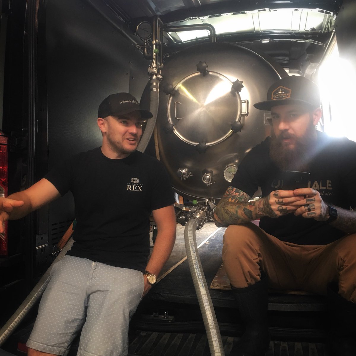 breweryrex's tweet photo. Brew #1 of our collab with @GunwhaleAles a success. This DIPA will head into a Foudre to ferment. We will dry-hop w/ Amarillo &amp; Citra, then add Coconut to top it off 🥥⬅️ Next week Brew #2.... #breweryREX #REXlife #REXstyle #REXbeer #dreamREX  #CAbeer #gunwhale https://t.co/S1tVYy2Qpm