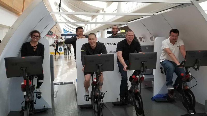 TrafalgarConrad's tweet photo. Pretty soon, we could be getting ready for a cycle class, while cruising at 39,000 feet in the air. #travel https://t.co/4QcH1Ol09g https://t.co/8ZmOvX8Cqs